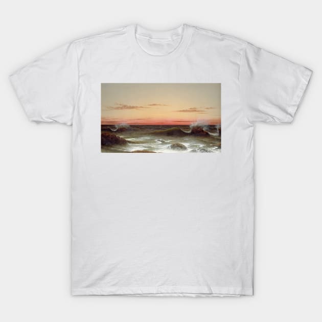 Seascape; Sunset by Martin Johnson Heade T-Shirt by Classic Art Stall